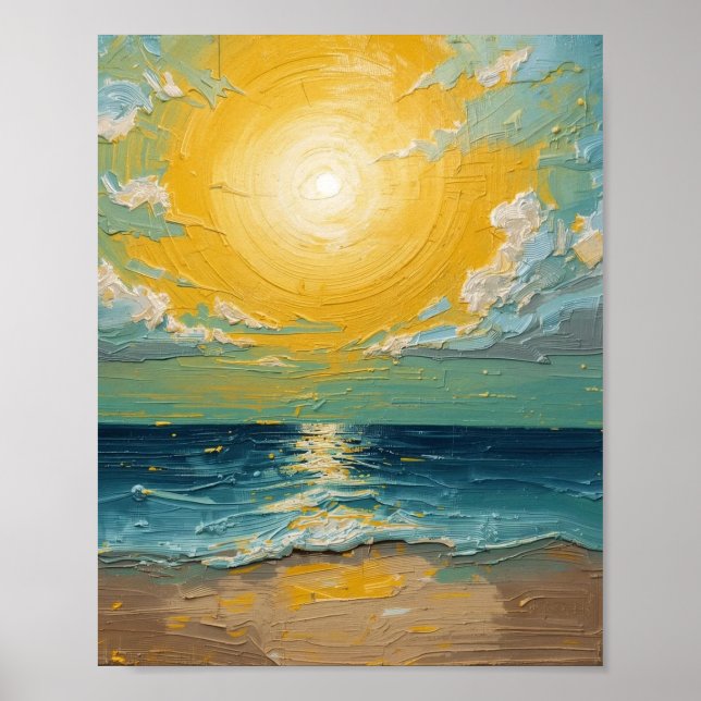 Sunlit Beach Vertical Poster – Vibrant Summer Wall (Devant)