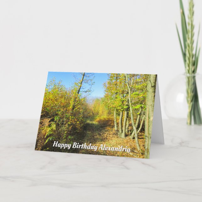 Sunlit Woods en automne - Carte d'anniversaire per (Devant)