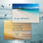 Sunny Beach Birthday Wings Carte de voeux plat<br><div class="desc">Carte anniversaire pour un ami. Envoyez des voeux pour un peu de soleil et de chaleur pour un anniversaire spécial. Les scènes de plage des deux côtés de cette carte ont aussi du texte à customiser. Un exemple de libellé est une promenade paisible sur une plage déserte, où le soleil...</div>
