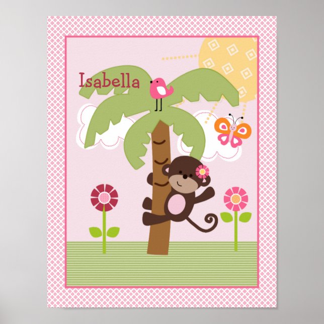 Sunny Monkey in Tree Safari Personalized Poster (Devant)