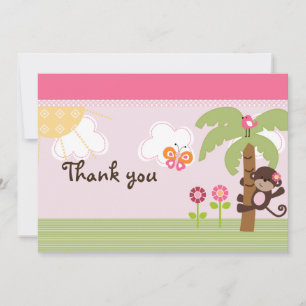 Sunny Safari fille Baby shower de singe Merci