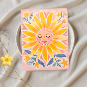 Sunny Smiles : Carte postale Whimsical Sunflower