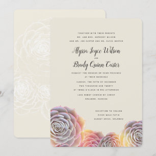Sunny Succulents Parents Noms Invitations de maria