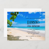 Sunny Tropical Beach Photo Invitation d'anniversai