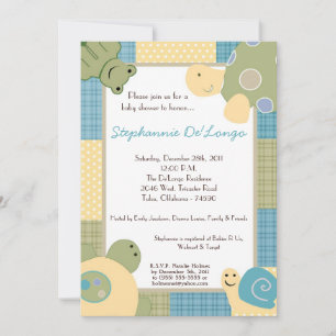 Sunny Turtle Sea Life Snail Baby shower Invitation