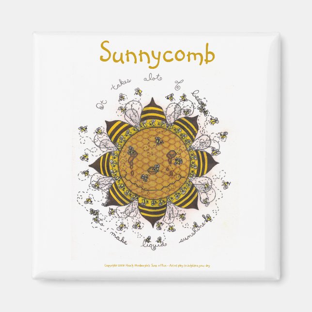 Sunnycomb - Magnet Carré de 2 pouces (blanc) (Devant)