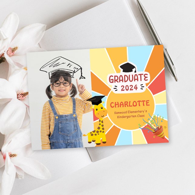 Sunray Kid Faire-part de la photo de l'école mater (Sunray Kid Preschool Photo Graduation Announcement)