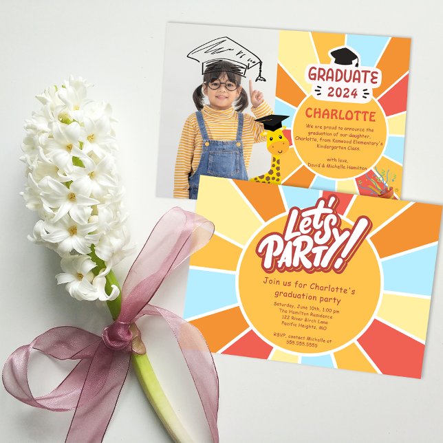 Sunray Kid Invitation de la partie de la photo de  (Sunray Kid Preschool Photo Graduation Party Invite)