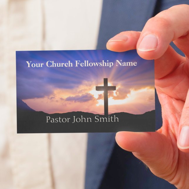Sunrise Cross Purple Church Cartes de visite (Sunrise Cross Purple Church Pastor Business Cards)
