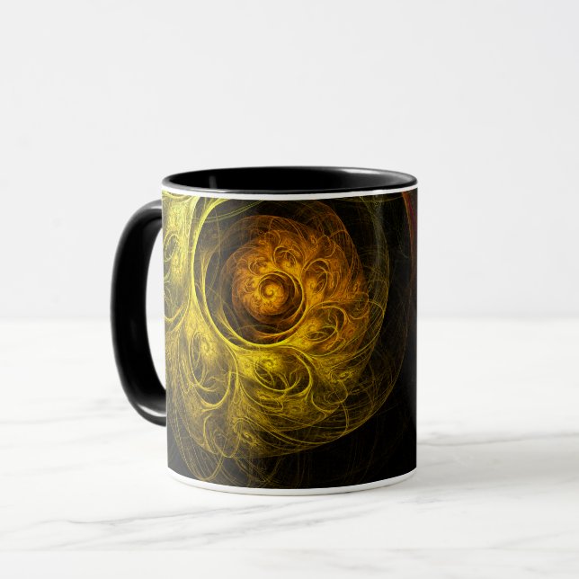 Sunrise Floral Rouge Abstrait Café Mug (Devant gauche)