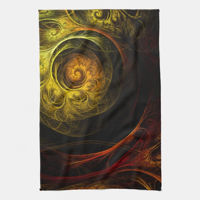 Sunrise Floral Rouge Art Abstrait Serviette de cui (Vertical)