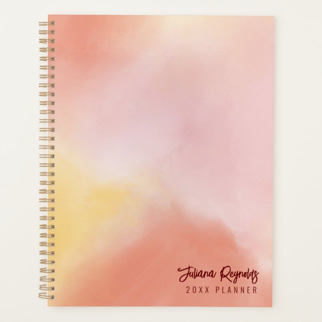 Sunrise Peach rose Jaune Planner d'art Abstrait (Devant)