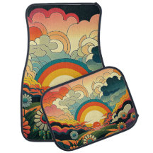 Sunrise Psychédélique Ensemble de tapis de voiture