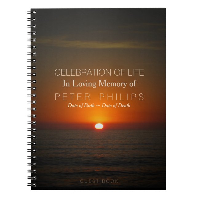 Sunset and Sea Celebration of Life Livre d'or (Devant)