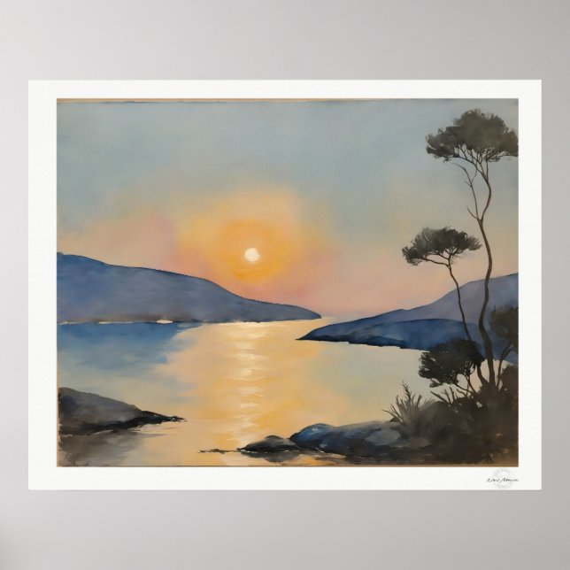 Sunset Bay Landscape Poster (Devant)