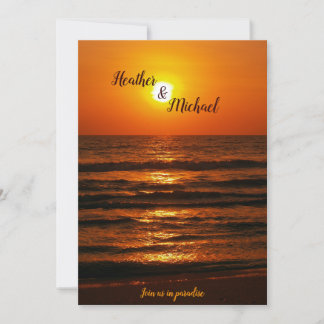 Sunset Beach Destination Mariage Invitation
