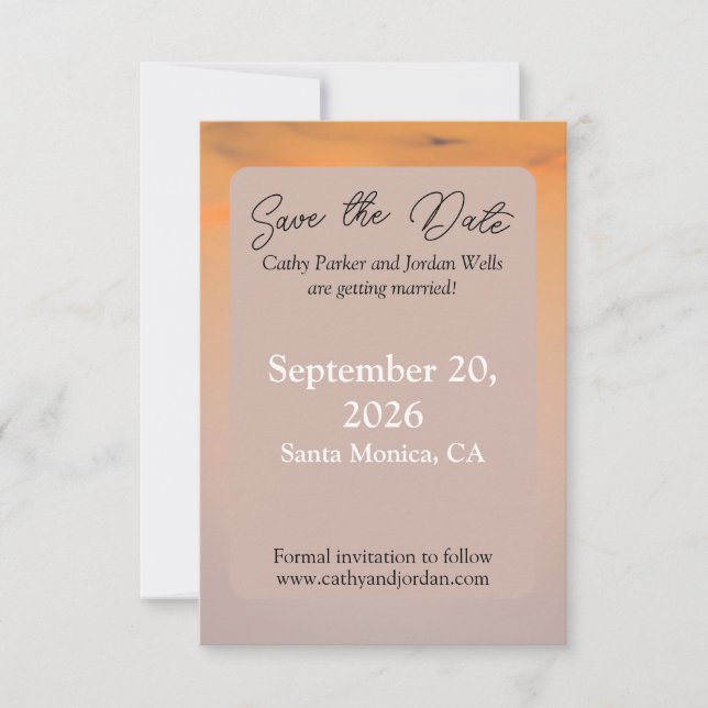Sunset Beach Enregistrer la carte Date | Mariage c (Devant)