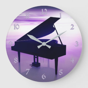Sunset Beach Grand Piano Musique Wall Horloge
