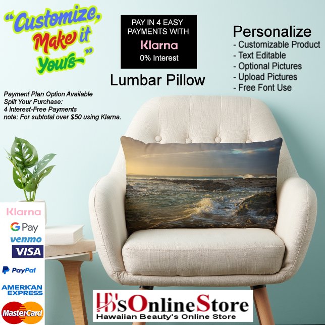 Sunset Beach Polyester Lumbar Coussin 22 (Sunset Beach Polyester Lumbar Pillow 22.)