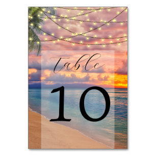 Sunset Beach String Lights Mariage Numéro de table