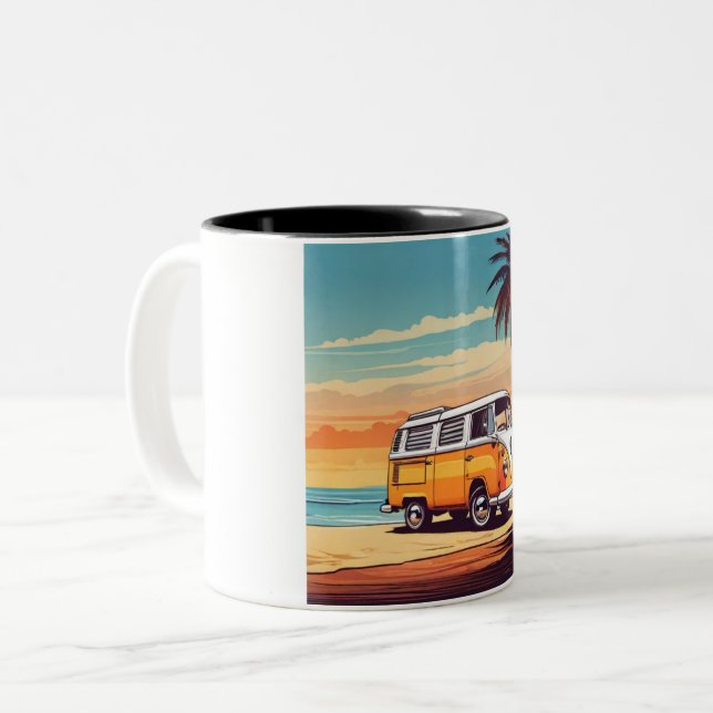 Sunset Beach Van Mug - Vintage Kombi at Dusk (Devant gauche)