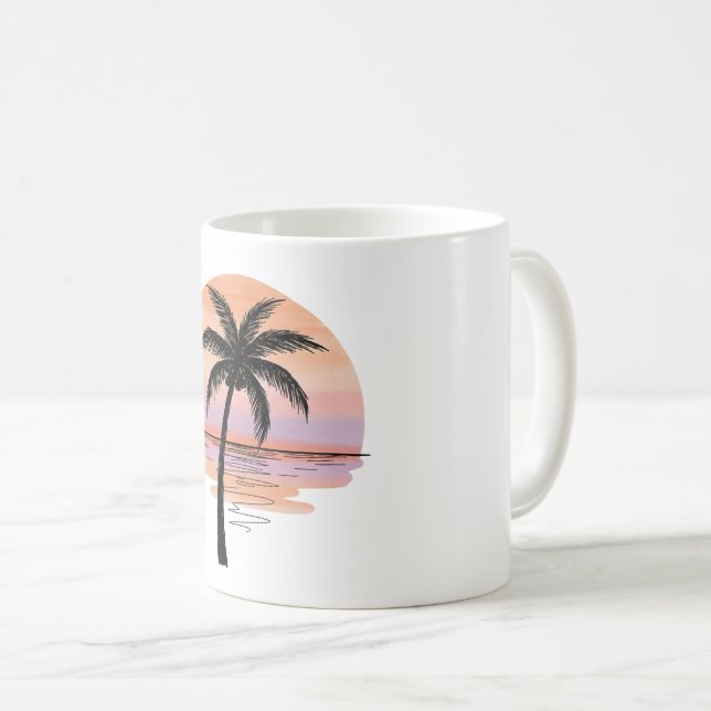 Sunset Beach Vibes – Minimalist Hand-Drawn Mug (Devant droit)