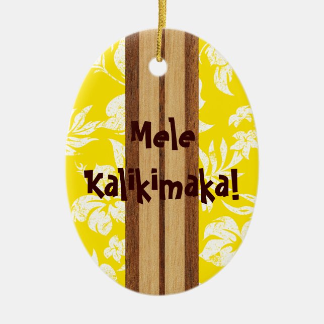 Sunset Beach Vintage Surfboard Ornement (Devant)