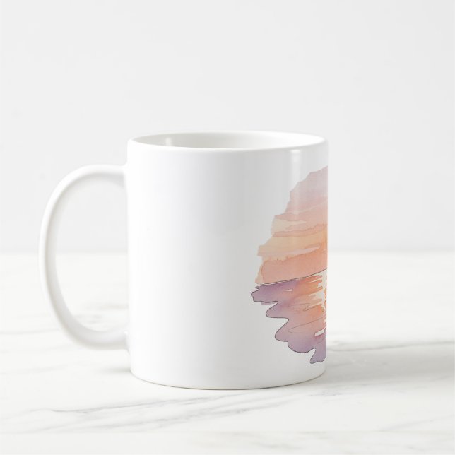 Sunset Beach Waves – Minimalist Hand-Drawn Mug (Gauche)