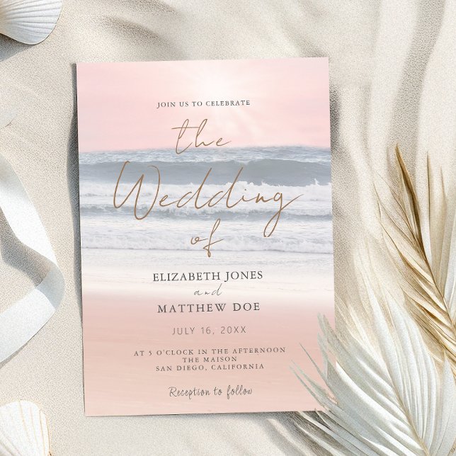 Sunset Beach Wedding Beachfront Wedding Invitation (Créateur téléchargé)
