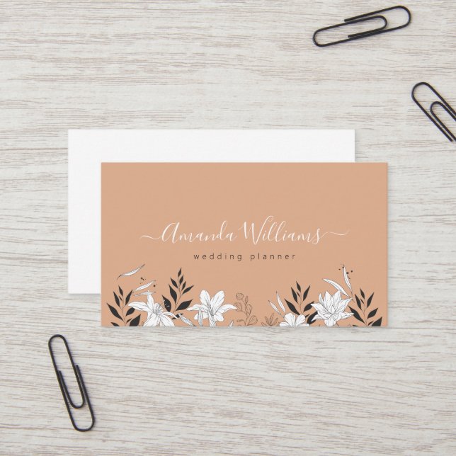 Sunset Boho Floral Design Carte de visite (Devant/Arrière en situation)