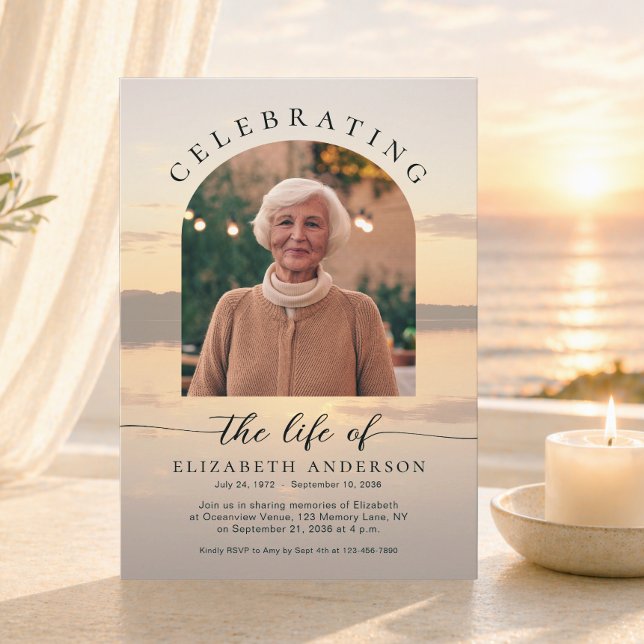 Sunset Celebration of Life Photo Invitation (Créateur téléchargé)