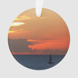 Sunset Clouds and Sailboat Seascape