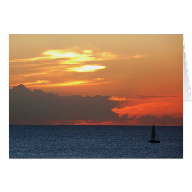 Sunset Clouds and Sailboat Seascape (Devant horizontal)