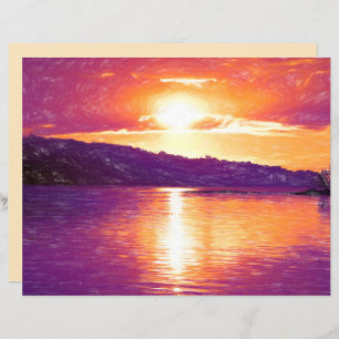 Sunset Coastal Beach Orange Purple Decoupage