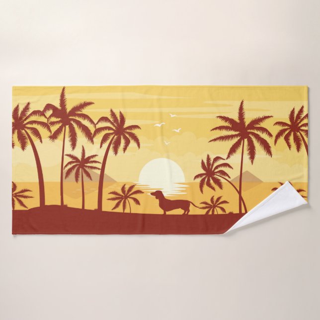 Sunset de serviettes de plage de Dachshund en Cali (Serviette de bain)
