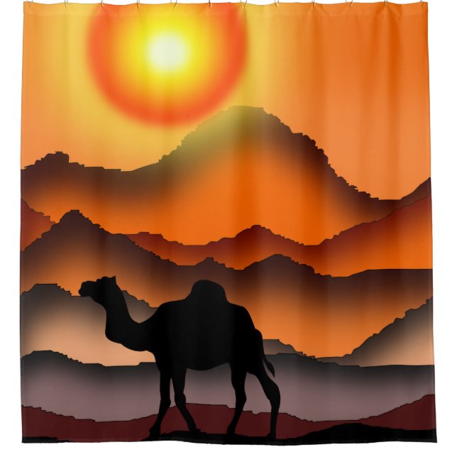 Sunset Desert Camel Douche rideau (Devant)