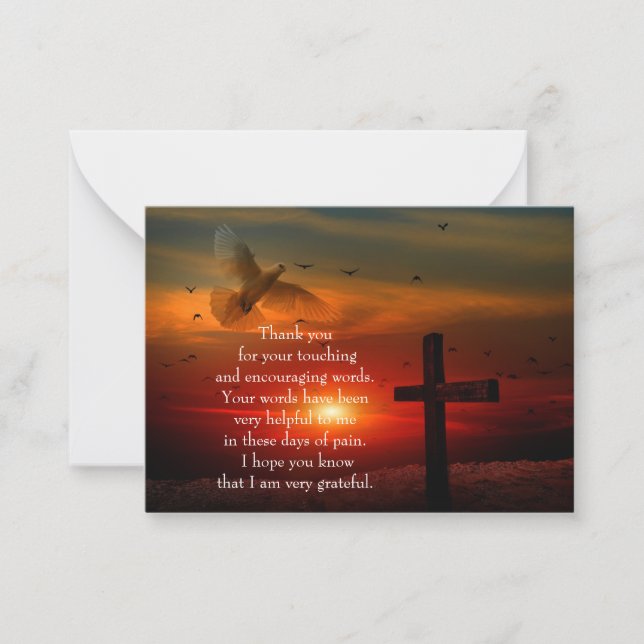 Sunset Dove Cross Carte de remerciements (Devant)