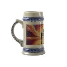 Sunset Family Beach Walk Bière Stein - Mug