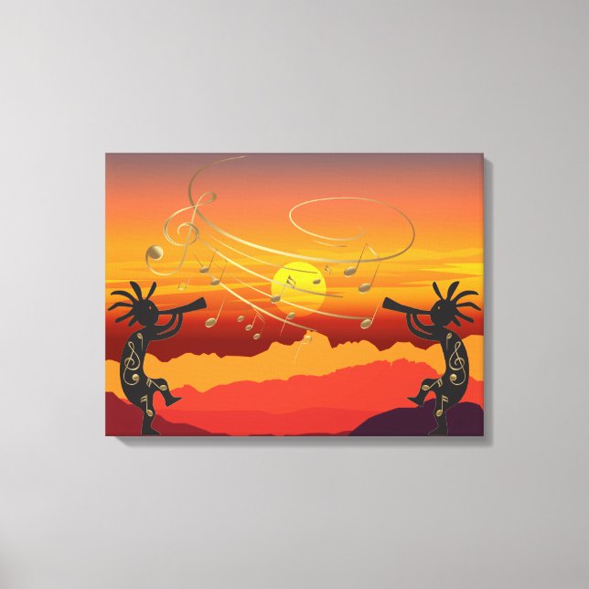 Sunset Kokopelli et toile de musique (Recto)