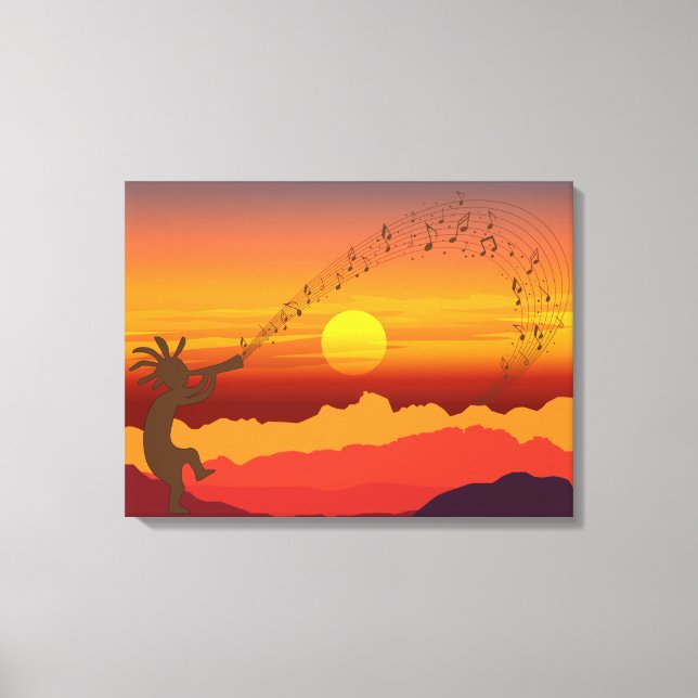 Sunset Kokopelli et toile de musique (Recto)