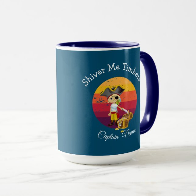 Sunset Navy Blue Boy Pirate Mug (Devant droit)