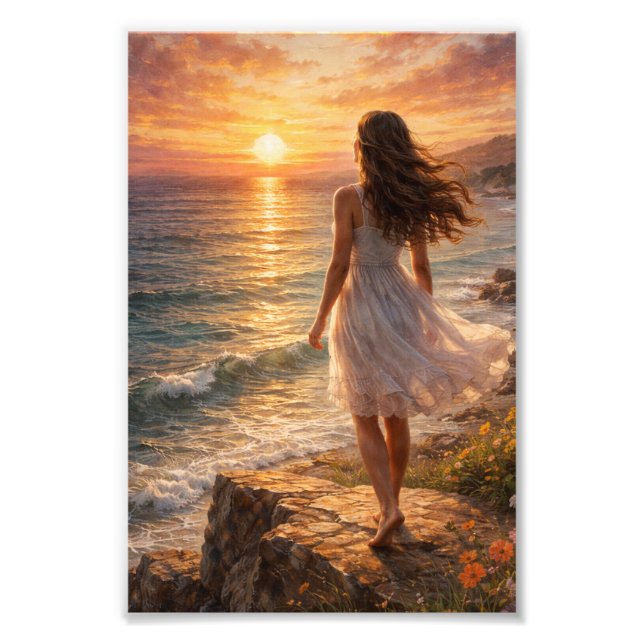 Sunset Ocean Aesthetic Photo Enlargement (Devant)