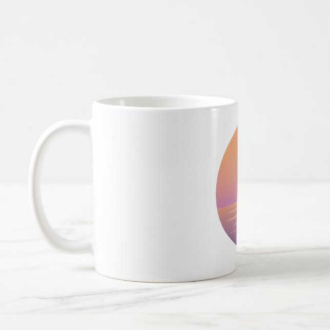 Sunset Ocean Minimalist Mug – Hand-Drawn Summer (Gauche)