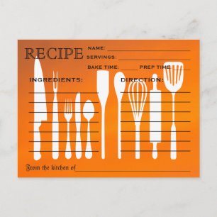 Sunset Orange Retro Recette Carte Outils de cuisin