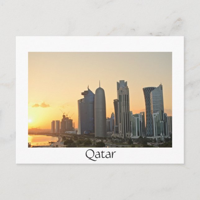 Sunset over Doha, Qatar carte postale en texte bla (Devant)
