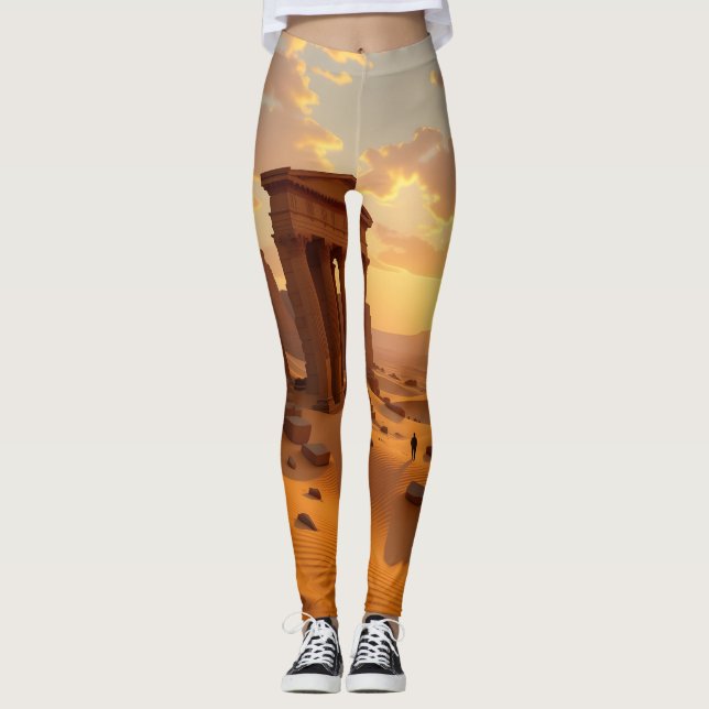 Sunset over Lost Temple Leggings Tights (Devant)