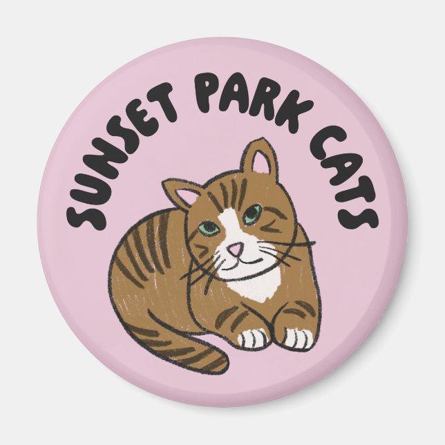 Sunset Park Cats | Magnet | Lenny Rescue Cat Cute  (Devant)