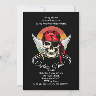 Sunset Pirate Anniversaire thème Invitation