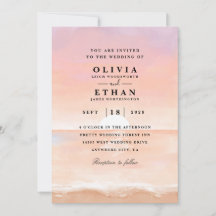 sunset rose beach invitations à mariage