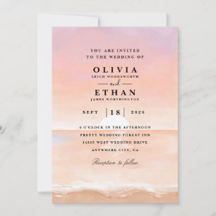 sunset rose beach invitations à mariage